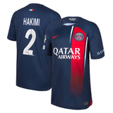 PSG Nike Home Stadium Shirt 2023-24 - Kids with Hakimi 2 and Champions League printing and badges - Kit Captain