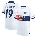 PSG Nike Away Stadium Shirt 2023-24 with Lee Kang In  19 and Champions League printing and badges - Kit Captain