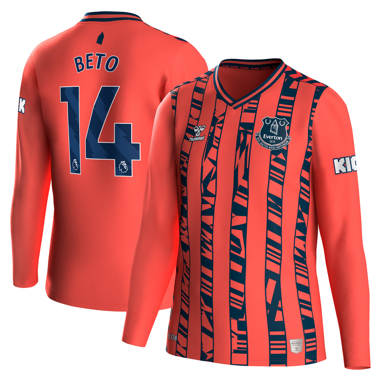 Everton Hummel Away Shirt 2023-24 - Long Sleeve - Kids with Beto 14 printing - Kit Captain