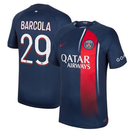 Paris Saint-Germain Nike Home Stadium Shirt 2023-24 with Barcola 29 printing - Kit Captain