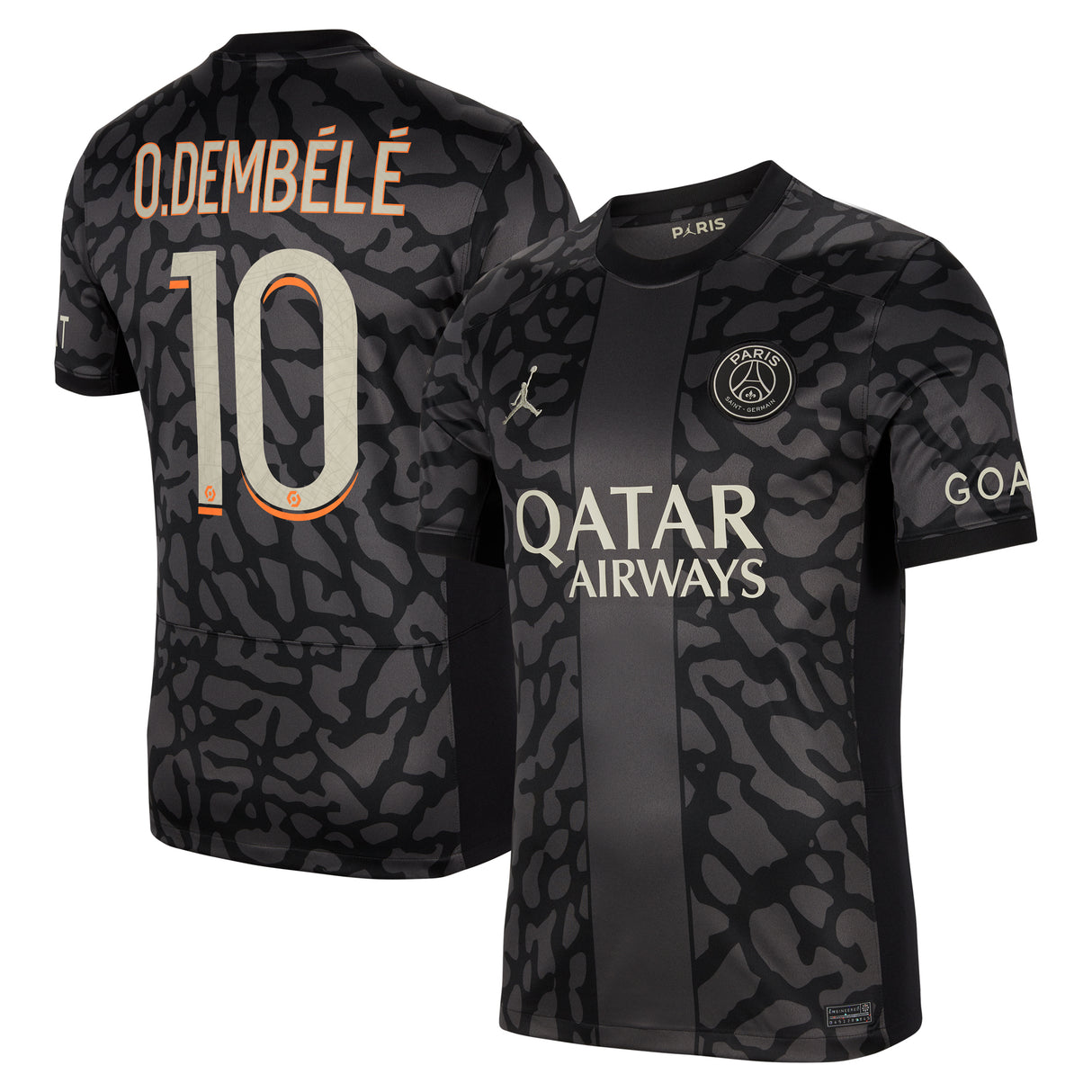 PSG x Jordan Third Stadium Shirt 2023-24 with O.Dembélé 10 printing - Kit Captain