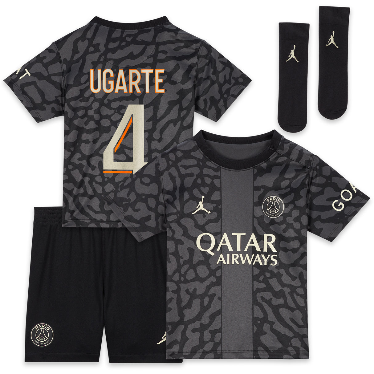 PSG x Jordan Third Stadium Kit 2023-24 - Infant with Ugarte 4 printing - Kit Captain