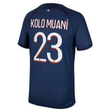 Paris Saint-Germain Nike Home Dri Fit Adv Match Shirt 2023-24 with Kolo Muani 23 printing - Kit Captain