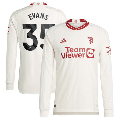 Manchester United EPL Third Authentic Shirt 2023-24 - Long sleeve with Evans 35 printing - Kit Captain