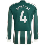 Manchester United EPL Away Shirt 2023-24 - Long sleeve with Amrabat 4 printing - Kit Captain