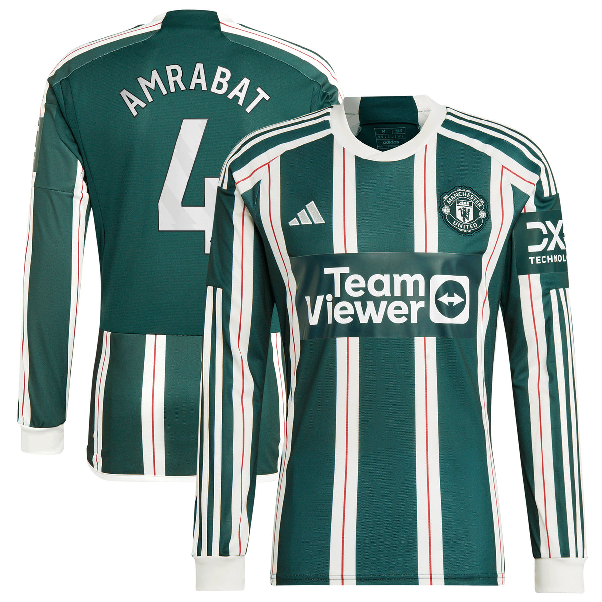 Manchester United EPL Away Shirt 2023-24 - Long sleeve with Amrabat 4 printing - Kit Captain