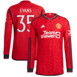 Manchester United Cup Home Authentic Shirt 2023-24 - Long sleeve with Evans 35 printing - Kit Captain