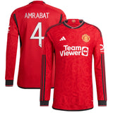 Manchester United Cup Home Authentic Shirt 2023-24 - Long sleeve with Amrabat 4 printing - Kit Captain