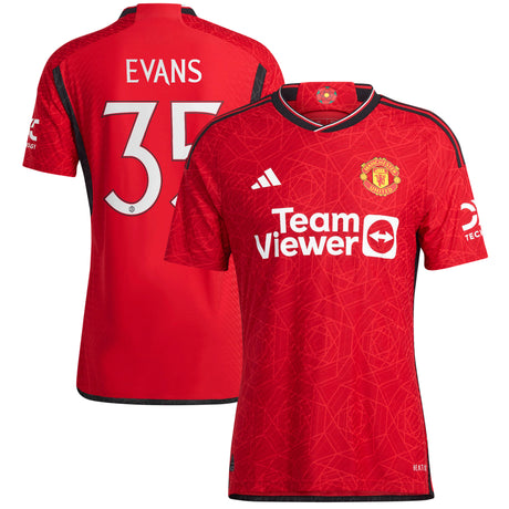 Manchester United Cup Home Authentic Shirt 2023-24 with Evans 35 printing - Kit Captain