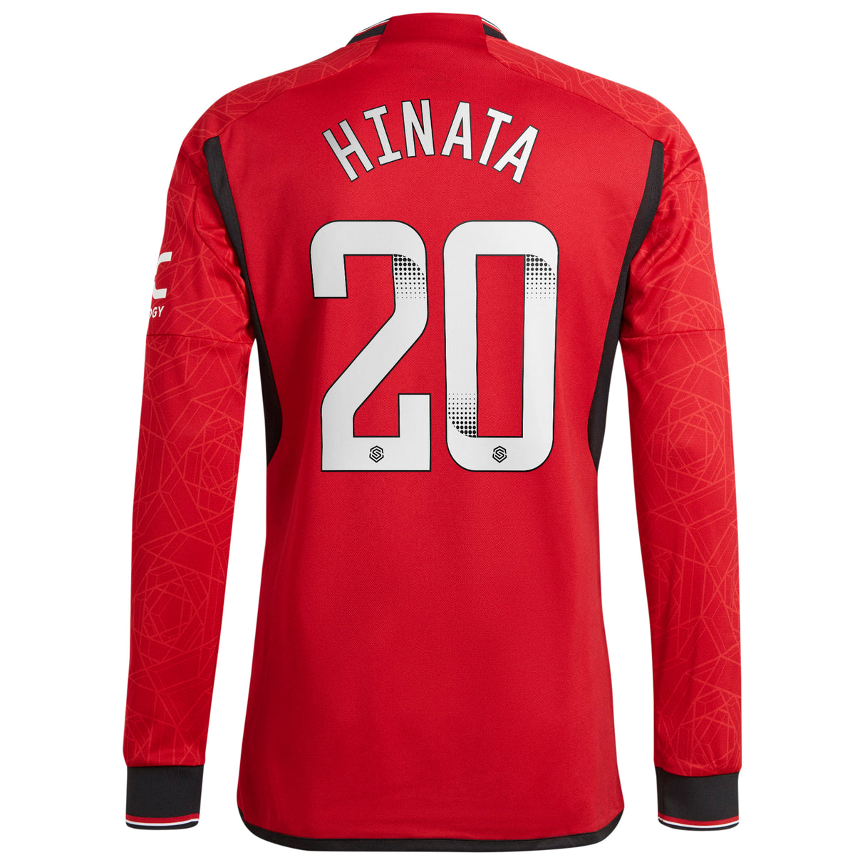 Manchester United WSL Home Authentic Shirt 2023-24 - Long sleeve with Hinata 20 printing - Kit Captain