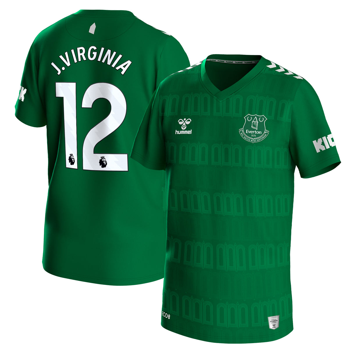 Everton Hummel Home Goalkeeper Shirt 2023-24 - Kids with J.Virginia 12 printing - Kit Captain