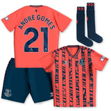 Everton Hummel Away Infant Kit 2023-24 with Andre Gomes 21 printing - Kit Captain