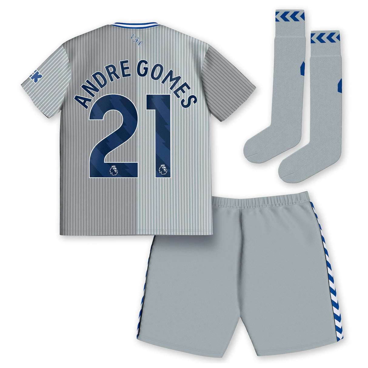 Everton Hummel Third Infant Kit 2023-24 with Andre Gomes 21 printing - Kit Captain