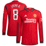 Manchester United WSL adidas Home Authentic Shirt 2023-24 - Long Sleeve - With Irene G. 8 Printing - Kit Captain