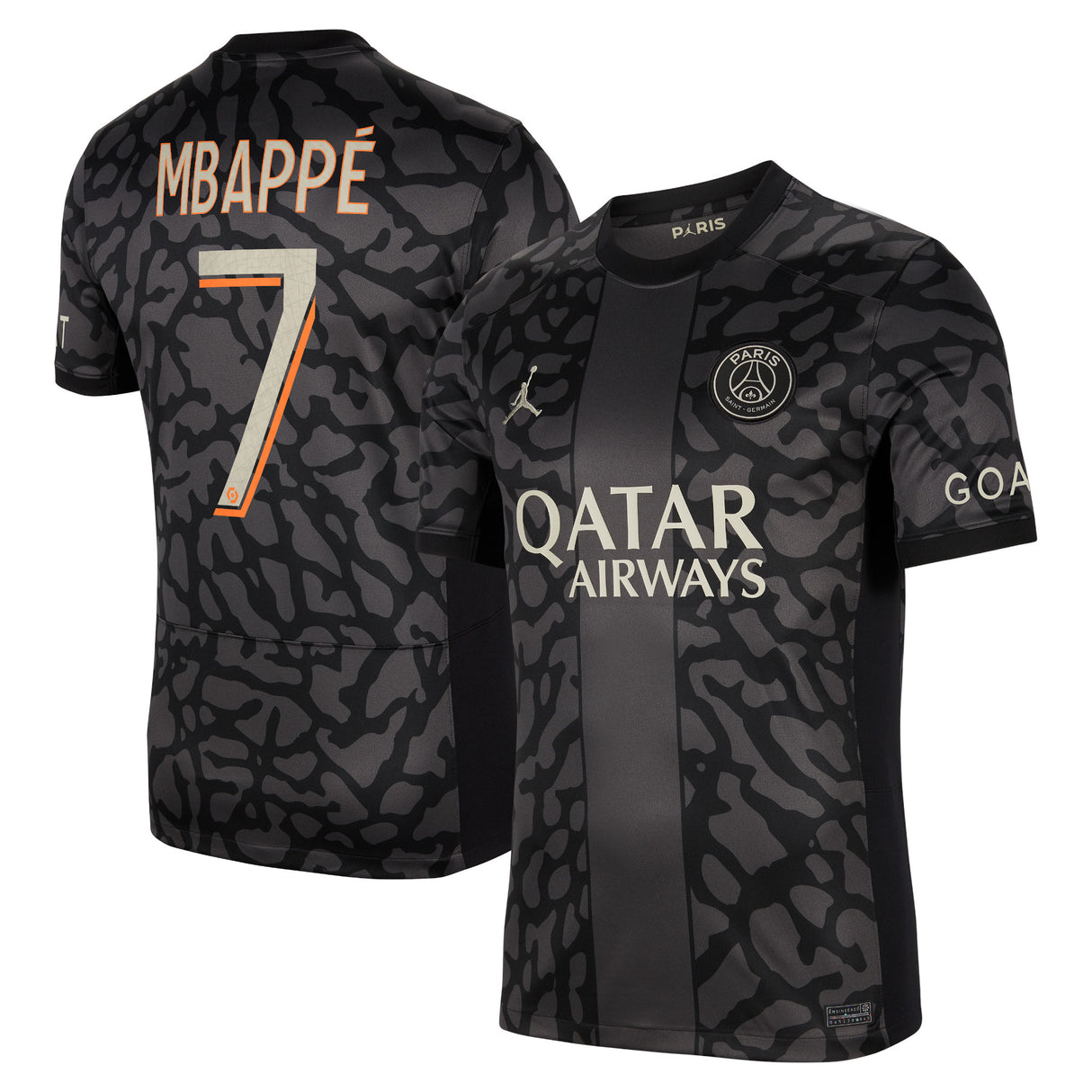 PSG x Jordan Third Stadium Shirt 2023-24 with Mbappé 7 printing - Kit Captain