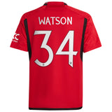 Manchester United Cup adidas Home Shirt 2023-24 - Kids - With Watson 34 Printing - Kit Captain