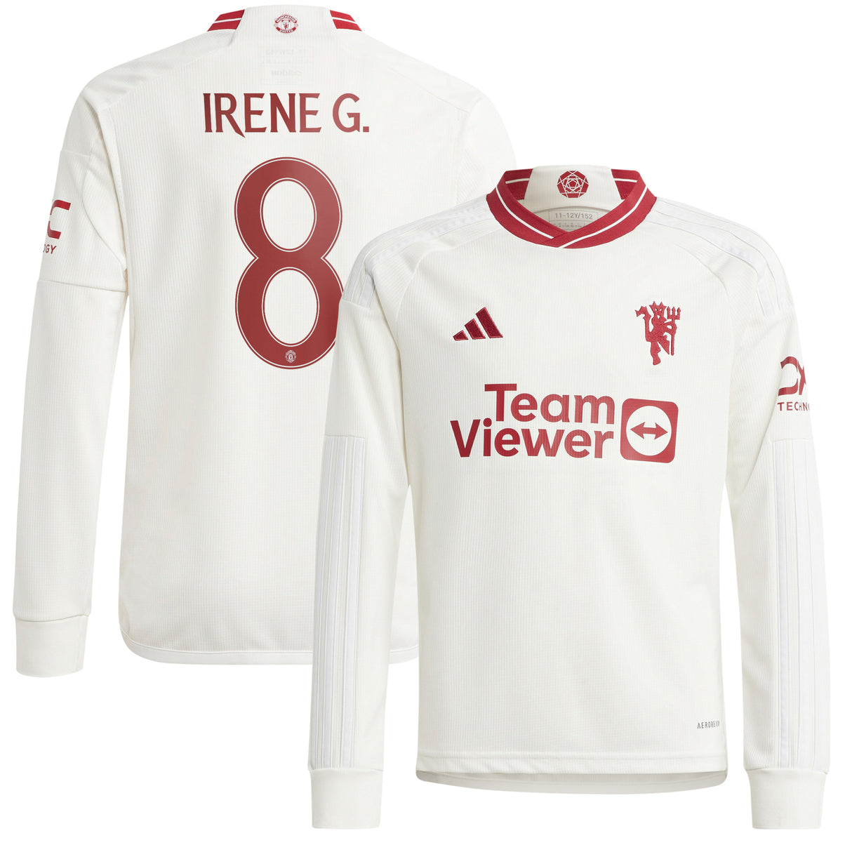 Manchester United Cup adidas Third Shirt 2023-24 - Kids - Long Sleeve - With Irene G. 8 Printing - Kit Captain