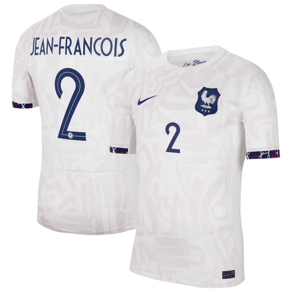 France Women Nike Away Stadium Shirt 2023-24 - Mens with Jean-Francois 2 printing - Kit Captain