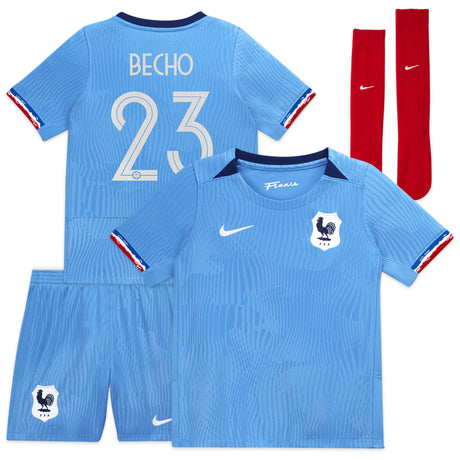 France Women Nike Home Stadium Kit 2023-24 - Little Kids with Becho 23 printing - Kit Captain