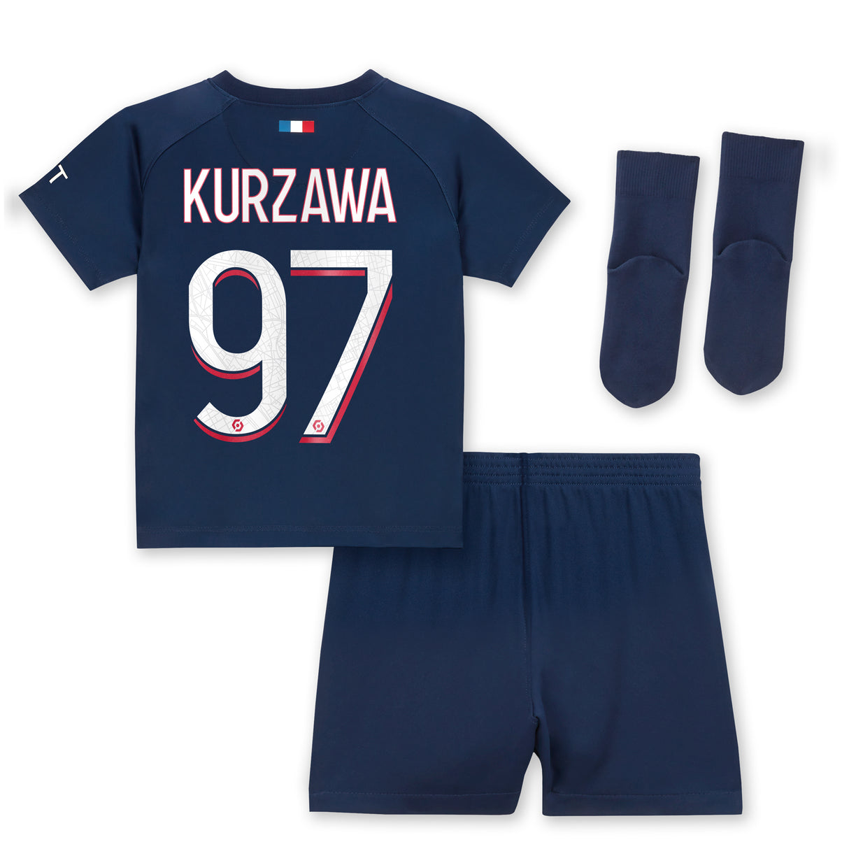 PSG Nike Home Stadium Kit 2023-24 - Infant with Kurzawa 97 printing - Kit Captain