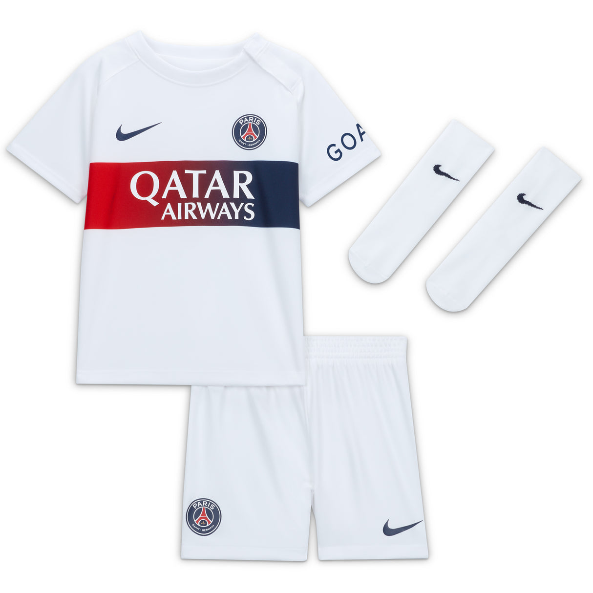 PSG Nike Away Stadium Kit 2023-24 - Infant with Kurzawa 97 printing - Kit Captain