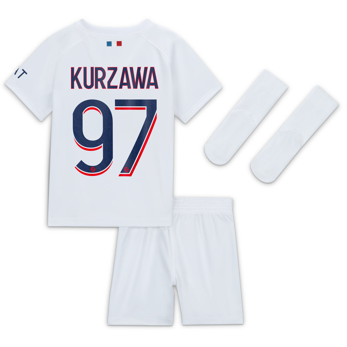 PSG Nike Away Stadium Kit 2023-24 - Infant with Kurzawa 97 printing - Kit Captain