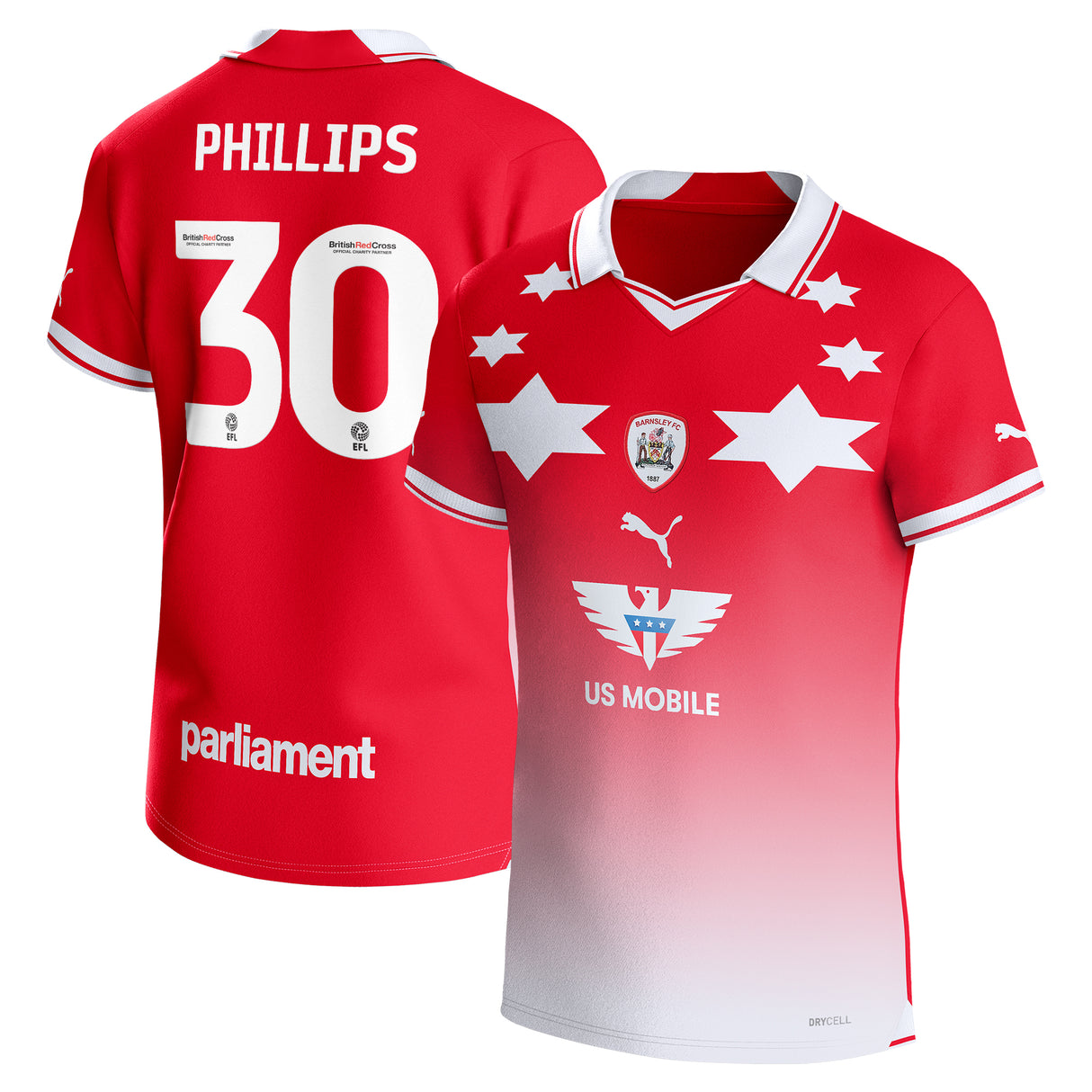 Barnsley Puma Home Shirt 2023-24 - Kids - Adam Phillips 30 - Kit Captain