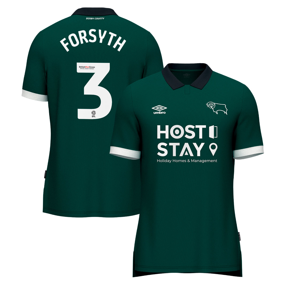 Derby County Umbro Third Shirt 2023-24 - Kids - Craig Forsyth 3 - Kit Captain