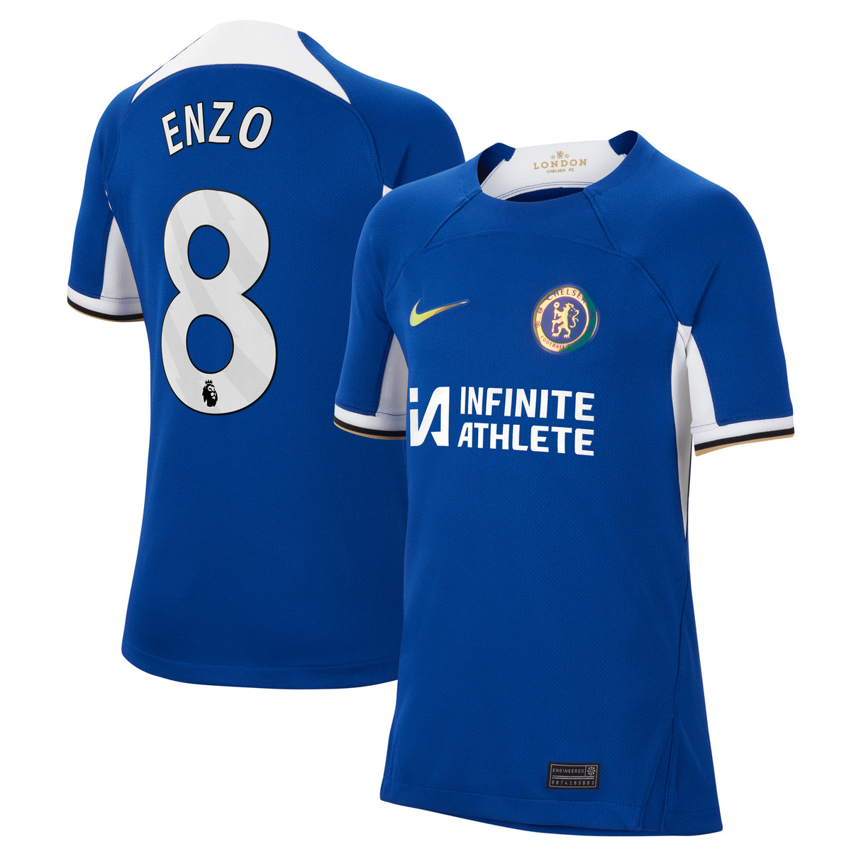 Chelsea Nike Home Stadium Sponsored Shirt 2023-24 - Kids with Enzo 8 printing