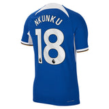 Chelsea Home Vapor Match Sponsored Shirt 2023-24 with Nkunku 18 printing - Kit Captain