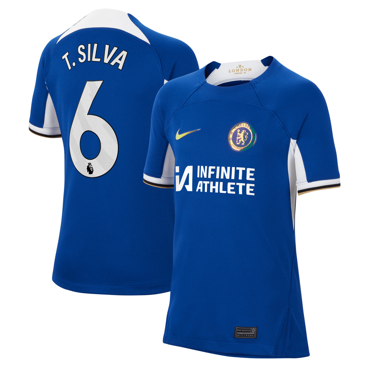 Chelsea Nike Home Stadium Sponsored Shirt 2023-24 - Kids with T. Silva 6 printing