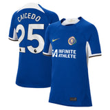 Chelsea Nike Home Stadium Sponsored Shirt 2023-24 - Kids with Caicedo 25 printing