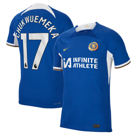 Chelsea Home Vapor Match Sponsored Shirt 2023-24 with Chukwuemeka 17 printing - Kit Captain