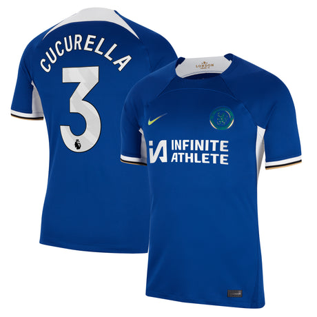 Chelsea Nike Home Stadium Sponsored Shirt 2023-24 with Cucurella 3 printing