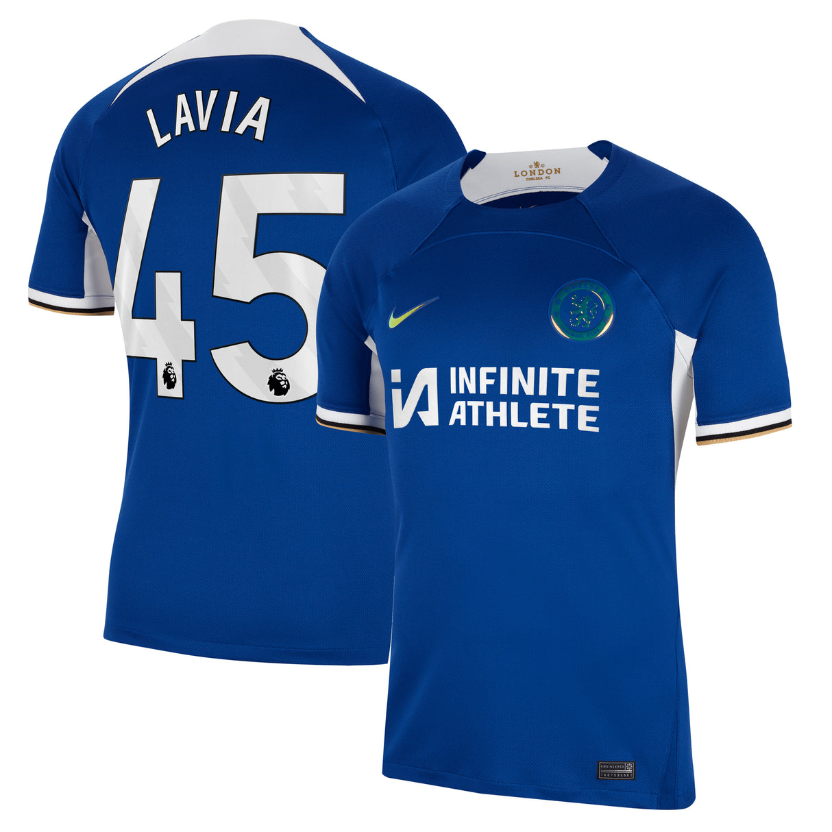 Chelsea Nike Home Stadium Sponsored Shirt 2023-24 with Lavia 45 printing