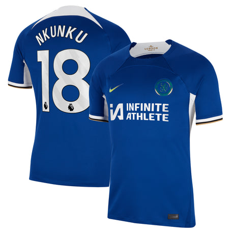 Chelsea Nike Home Stadium Sponsored Shirt 2023-24 with Nkunku 18 printing