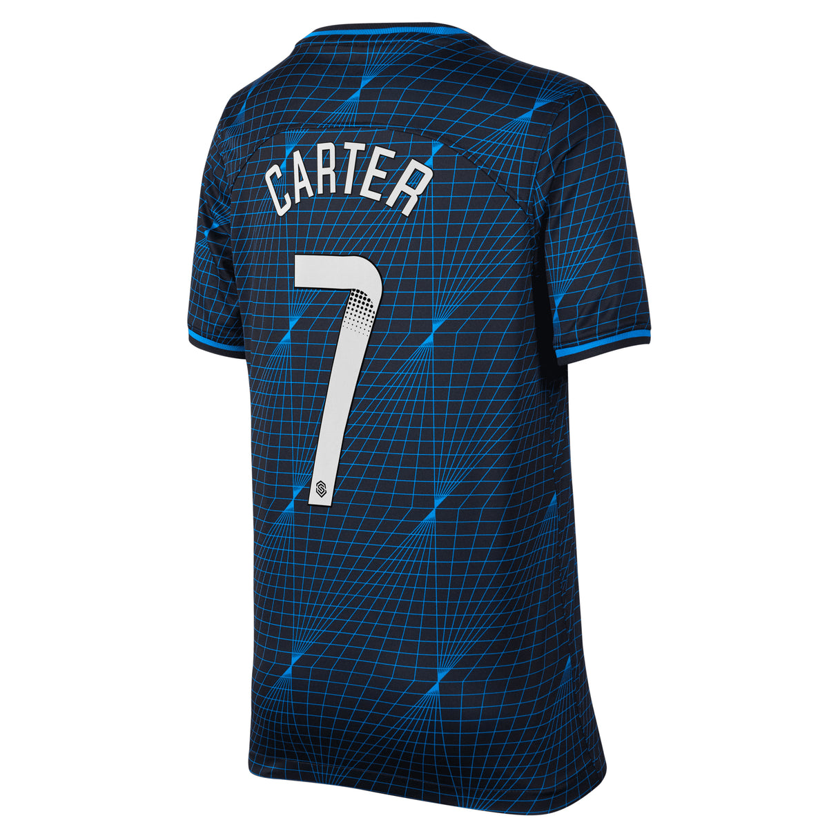 Chelsea WSL Nike Away Stadium Sponsored Shirt 2023-24 - Kids with Carter 7 printing