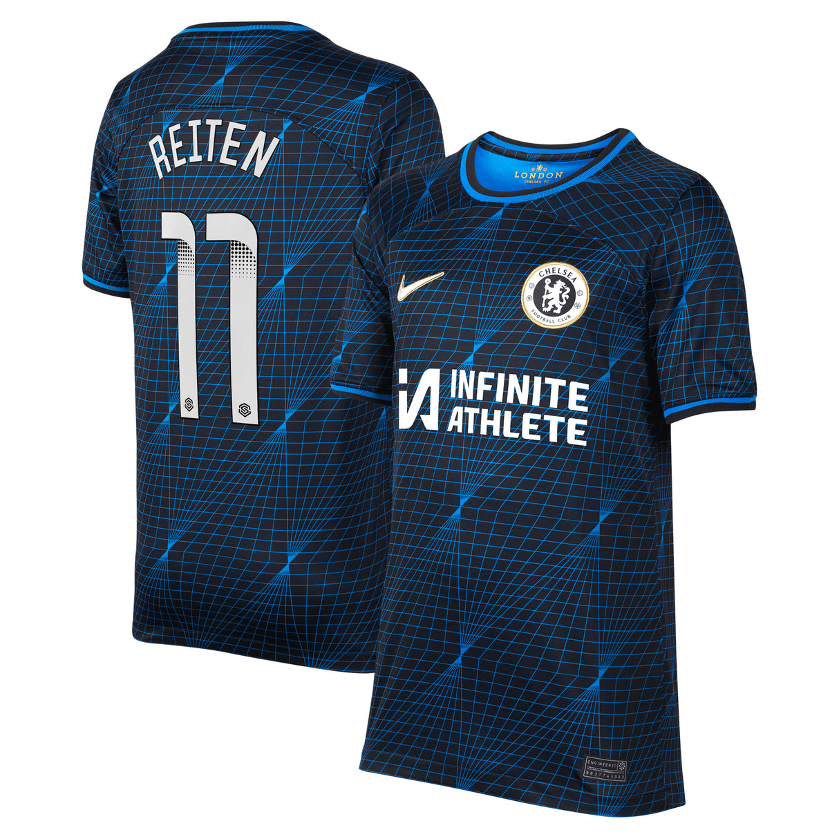 Chelsea WSL Nike Away Stadium Sponsored Shirt 2023-24 - Kids with Reiten 11 printing