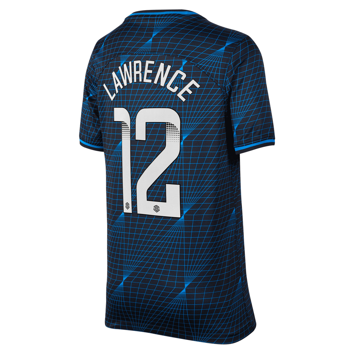 Chelsea WSL Nike Away Stadium Sponsored Shirt 2023-24 - Kids with Lawrence 12 printing