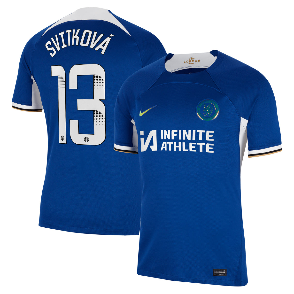 Chelsea WSL Nike Home Stadium Sponsored Shirt 2023-24 with Svitková 13 printing