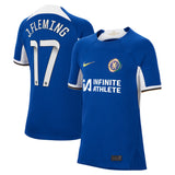 Chelsea WSL Nike Home Stadium Sponsored Shirt 2023-24 - Kids with J.Fleming 17 printing