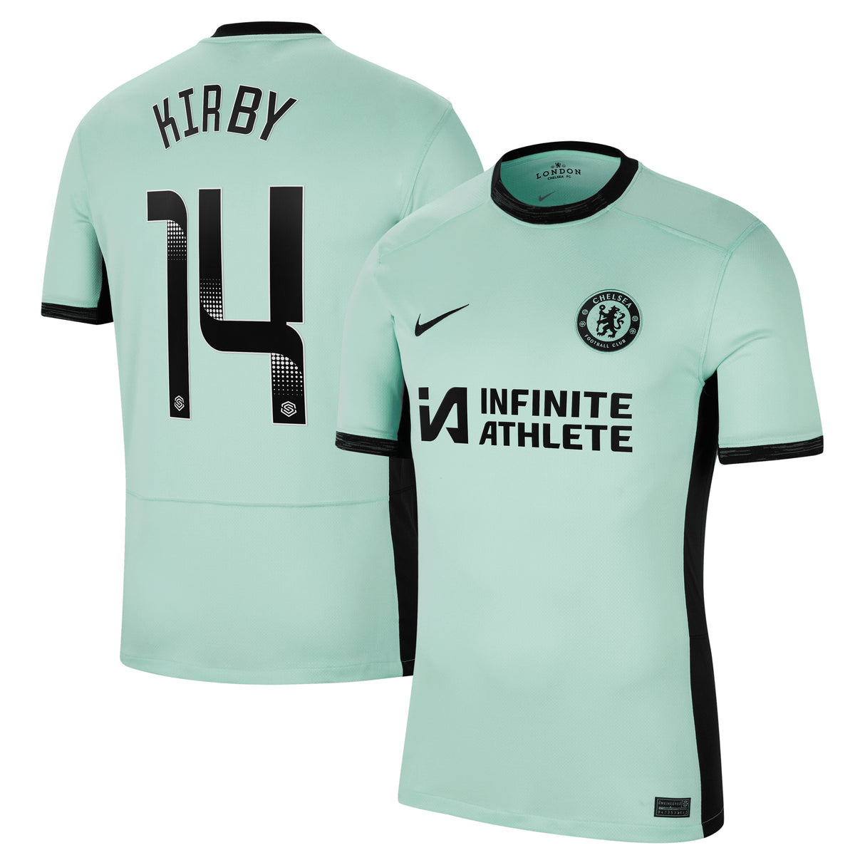 Chelsea WSL Nike Third Stadium Sponsored Shirt 2023-24 with Kirby 14 printing