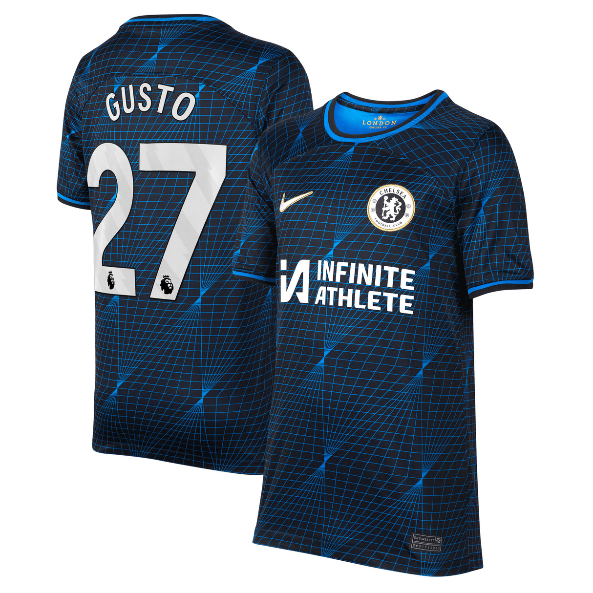 Chelsea Nike Away Stadium Sponsored Shirt 2023-24 - Kids with Gusto 27 printing