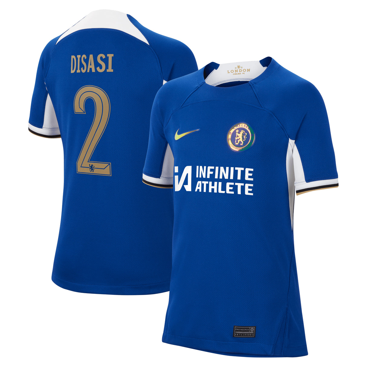 Chelsea Cup Nike Home Stadium Sponsored Shirt 2023-24 - Kids with Disasi 2 printing