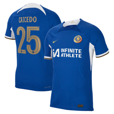 Chelsea Cup Home Vapor Match Sponsored Shirt 2023-24 with Caicedo 25 printing - Kit Captain