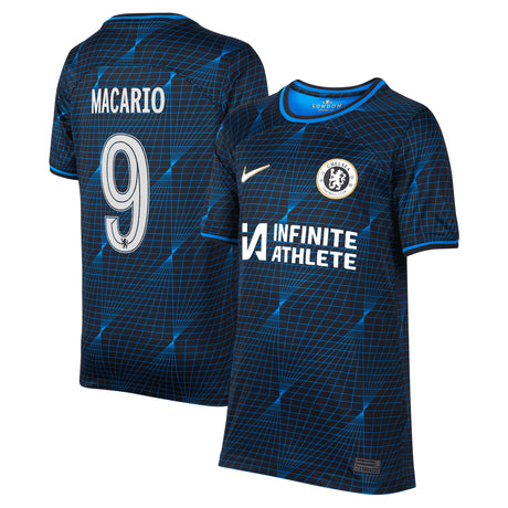 Chelsea Nike Cup Away Stadium Sponsored Shirt 2023-24 - Kids with Macario 9 printing