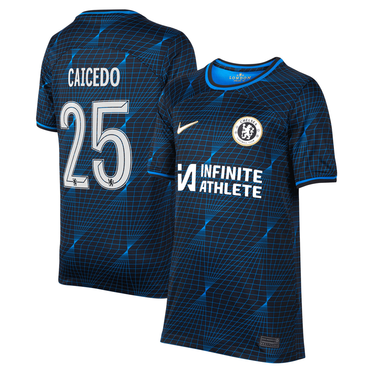 Chelsea Cup Nike Away Stadium Sponsored Shirt 2023-24 - Kids with Caicedo 25 printing