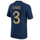 France Home Match Shirt 2022 with Clauss 3 printing - Kit Captain