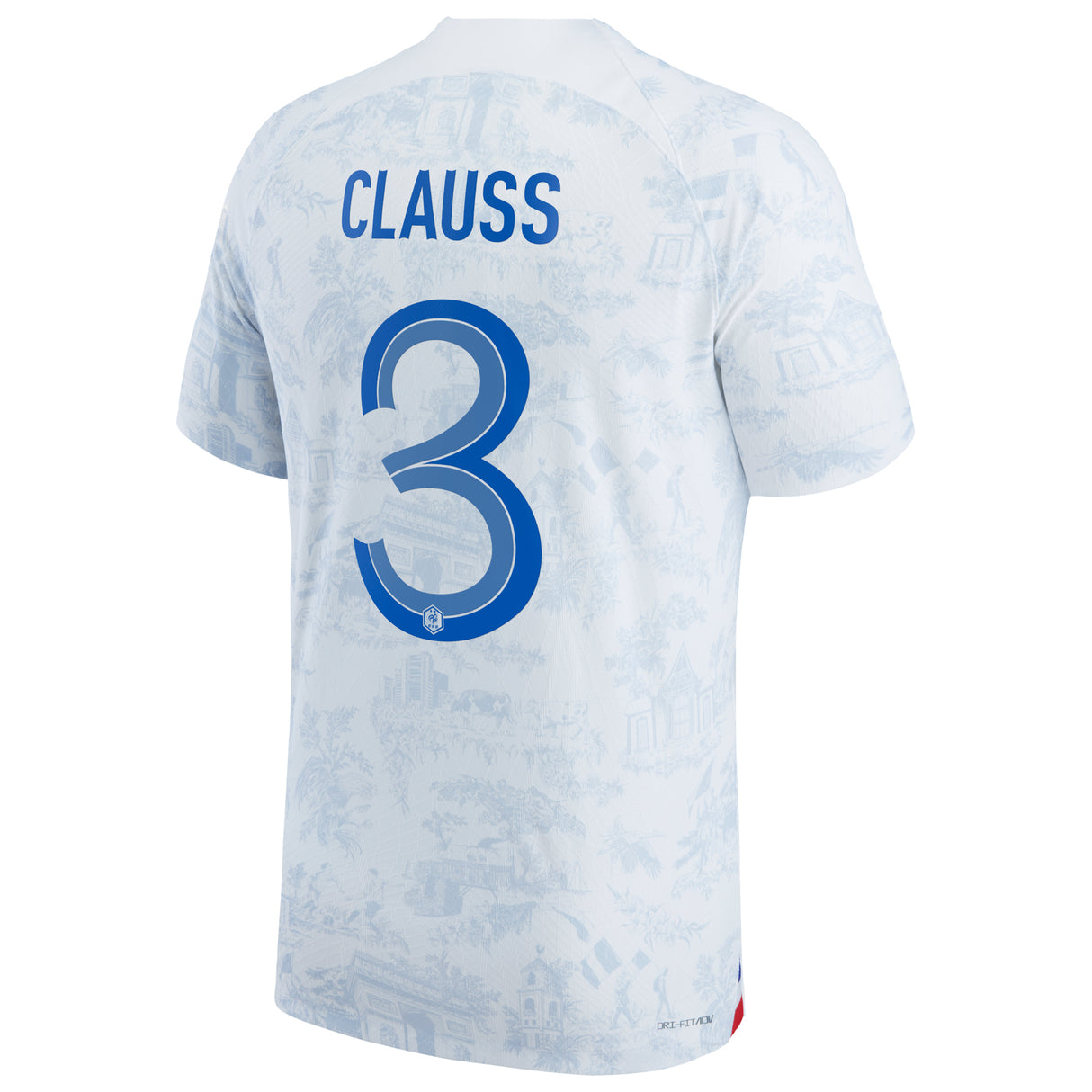 France Away Match Shirt 2022 with Clauss 3 printing - Kit Captain