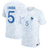 France Away Stadium Shirt 2022 with Lukeba 5 printing - Kit Captain